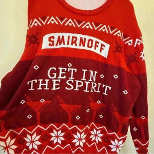 Smirnoff "Get In The Spirit" Ugly Christmas Men’s Sweater Red XL